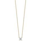 14k 1 carat Lab Grown Diamond VS+ F+ Princess Complete Four Prong 18 inch Pendant Necklace