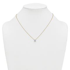 14k 1 carat Certified Lab Grown Diamond VS+ F+ Princess Complete Four Prong 18 inch Pendant Necklace