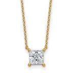 14k 1 carat Certified Lab Grown Diamond VS+ F+ Princess Complete Four Prong 18 inch Pendant Necklace