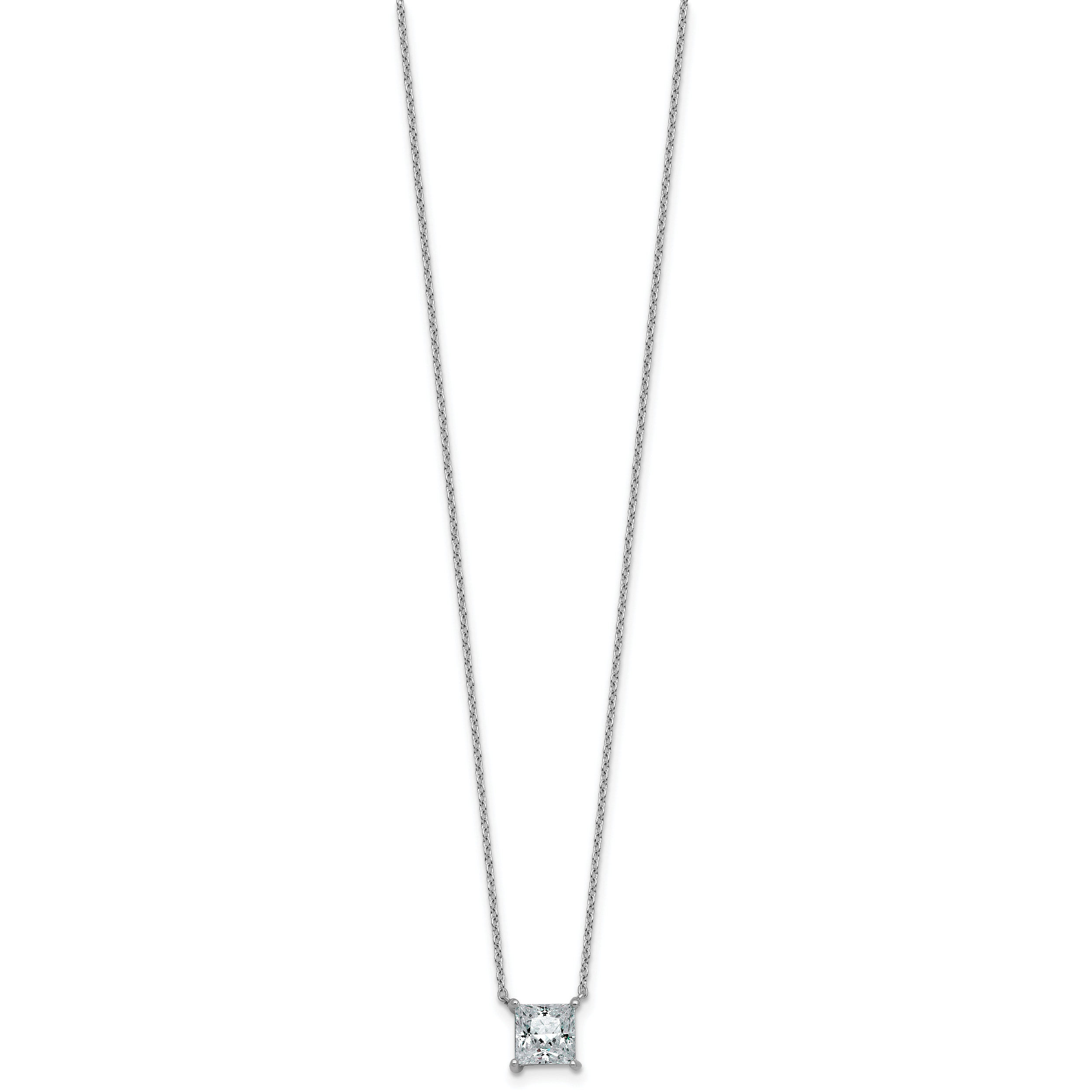 14k White Gold 1 1/2 carat Certified Lab Grown Diamond VS/SI+ G+ Princess Complete Four Prong 18 inch Pendant Necklace Secondary image