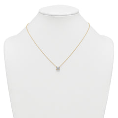14k 1 1/2 carat Certified Lab Grown Diamond VS+ F+ Princess Complete Four Prong 18 inch Pendant Necklace