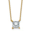 14k 1 1/2 carat Lab Grown Diamond VS+ F+ Princess Complete Four Prong 18 inch Pendant Necklace