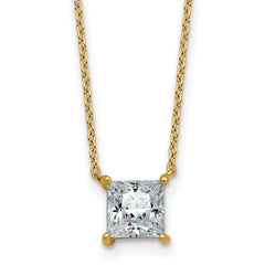 14k 1 1/2 carat Certified Lab Grown Diamond VS+ F+ Princess Complete Four Prong 18 inch Pendant Necklace