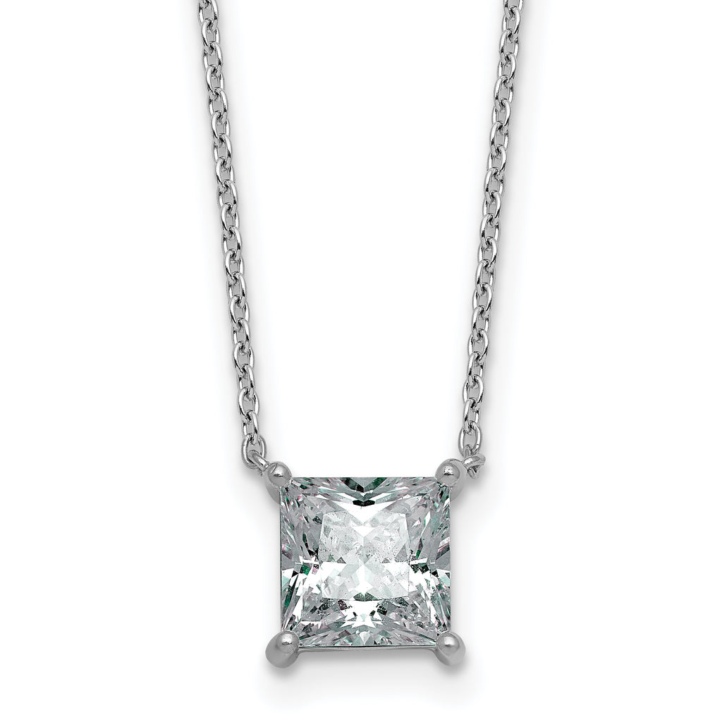 14k White Gold 2 carat Lab Grown Diamond VS/SI+ G+ Princess Complete Four Prong 18 inch Pendant Necklace