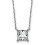 14k White Gold 2 carat Lab Grown Diamond VS/SI+ G+ Princess Complete Four Prong 18 inch Pendant Necklace