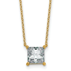 14k 2 carat Certified Lab Grown Diamond VS+ F+ Princess Complete Four Prong 18 inch Pendant Necklace