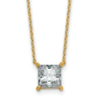 14k 2 carat Lab Grown Diamond VS+ F+ Princess Complete Four Prong 18 inch Pendant Necklace