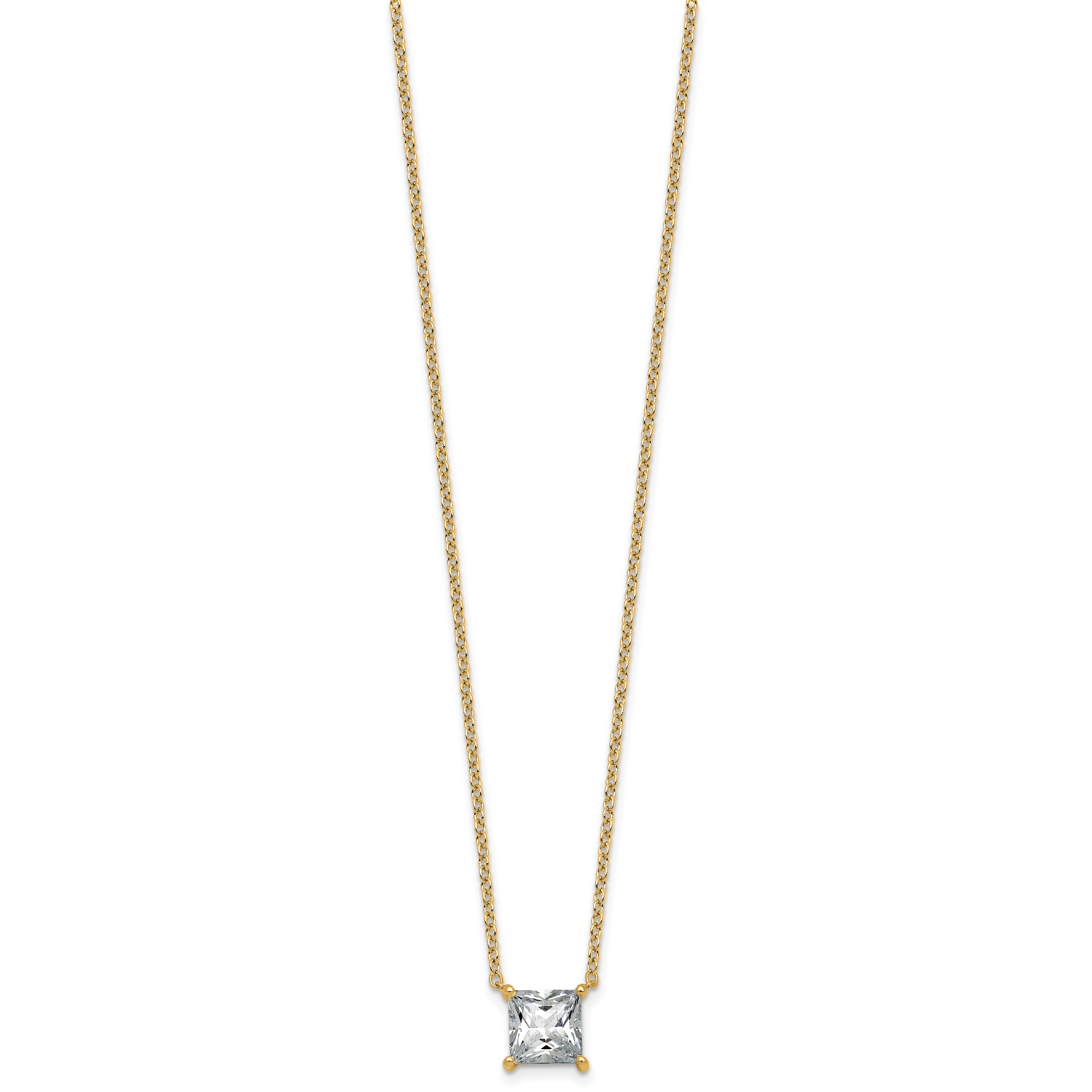 14k 2 1/2 carat Certified Lab Grown Diamond VS+ F+ Princess Complete Four Prong 18 inch Pendant Necklace