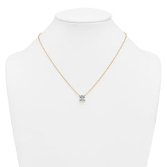 14k 2 1/2 carat Lab Grown Diamond VS+ F+ Princess Complete Four Prong 18 inch Pendant Necklace