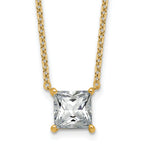 14k 2 1/2 carat Lab Grown Diamond VS+ F+ Princess Complete Four Prong 18 inch Pendant Necklace
