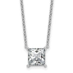 14k White Gold 3 carat Certified Lab Grown Diamond VS/SI+ G+ Princess Complete Four Prong 18 inch Pendant Necklace