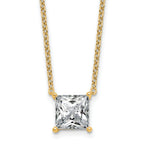 14k 3 carat Certified Lab Grown Diamond VS+ F+ Princess Complete Four Prong 18 inch Pendant Necklace