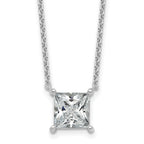 14k White Gold 3 1/2 carat Lab Grown Diamond VS/SI+ G+ Princess Complete Four Prong 18 inch Pendant Necklace