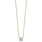 14k 3 1/2 carat Lab Grown Diamond VS+ F+ Princess Complete Four Prong 18 inch Pendant Necklace