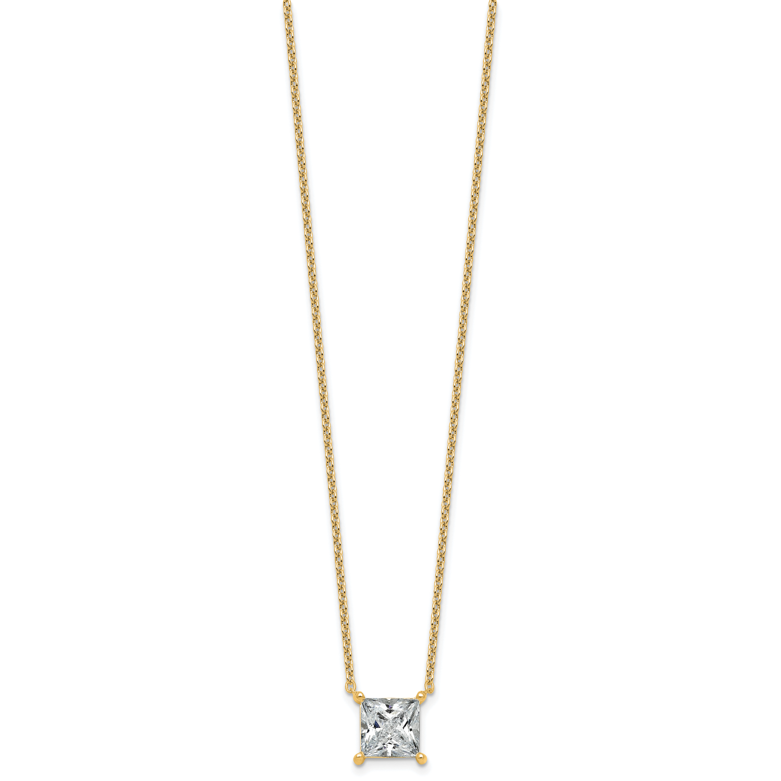 14k 3 1/2 carat Certified Lab Grown Diamond VS+ F+ Princess Complete Four Prong 18 inch Pendant Necklace Secondary image