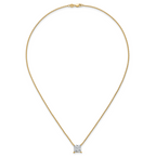 14k 3 1/2 carat Lab Grown Diamond VS+ F+ Princess Complete Four Prong 18 inch Pendant Necklace