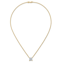 14k 3 1/2 carat Lab Grown Diamond VS+ F+ Princess Complete Four Prong 18 inch Pendant Necklace