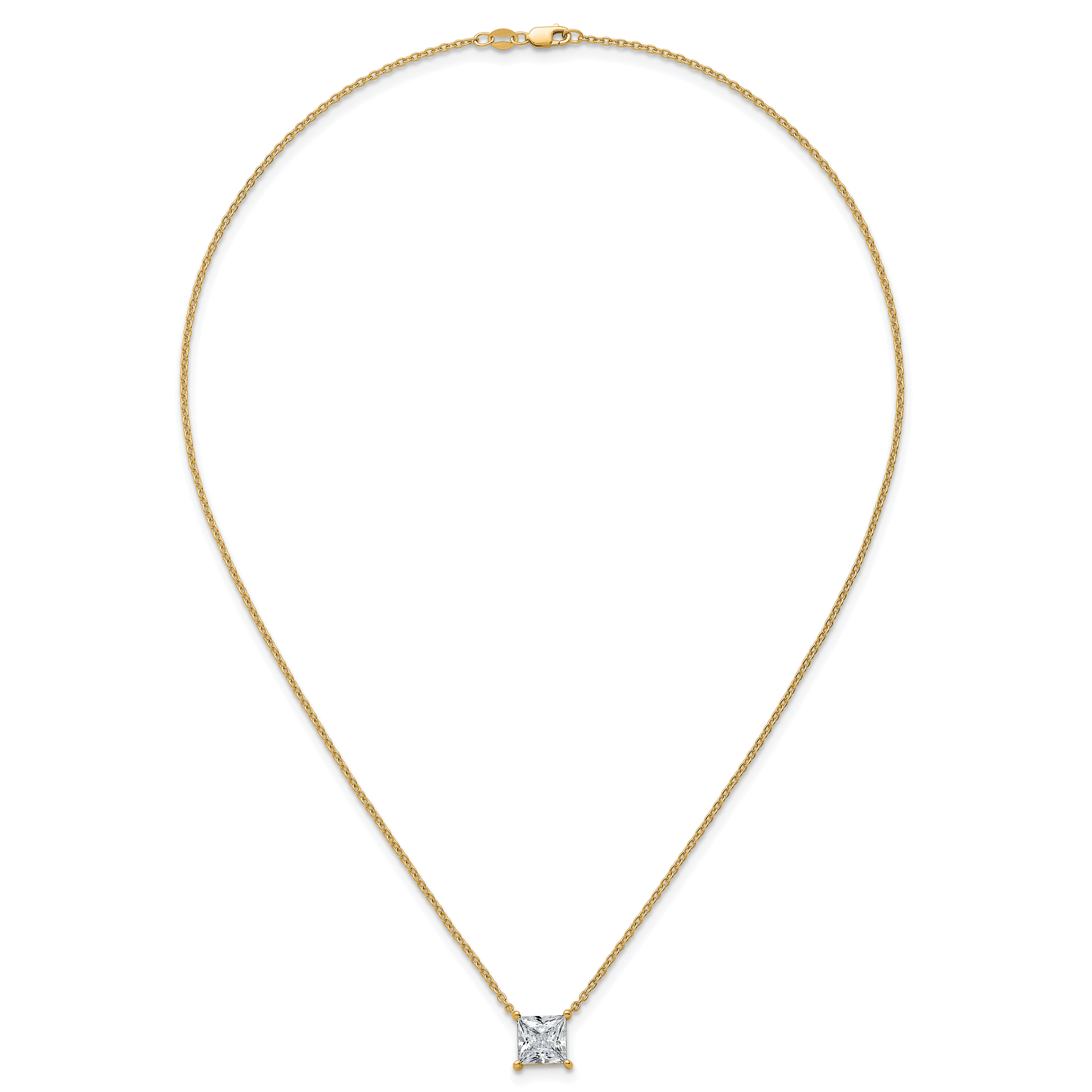 14k 3 1/2 carat Certified Lab Grown Diamond VS+ F+ Princess Complete Four Prong 18 inch Pendant Necklace