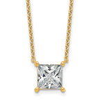 14k 3 1/2 carat Certified Lab Grown Diamond VS+ F+ Princess Complete Four Prong 18 inch Pendant Necklace