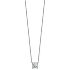 14k White Gold 4 carat Certified Lab Grown Diamond VS/SI+ G+ Princess Complete Four Prong 18 inch Pendant Necklace