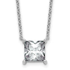 14k White Gold 4 carat Certified Lab Grown Diamond VS/SI+ G+ Princess Complete Four Prong 18 inch Pendant Necklace