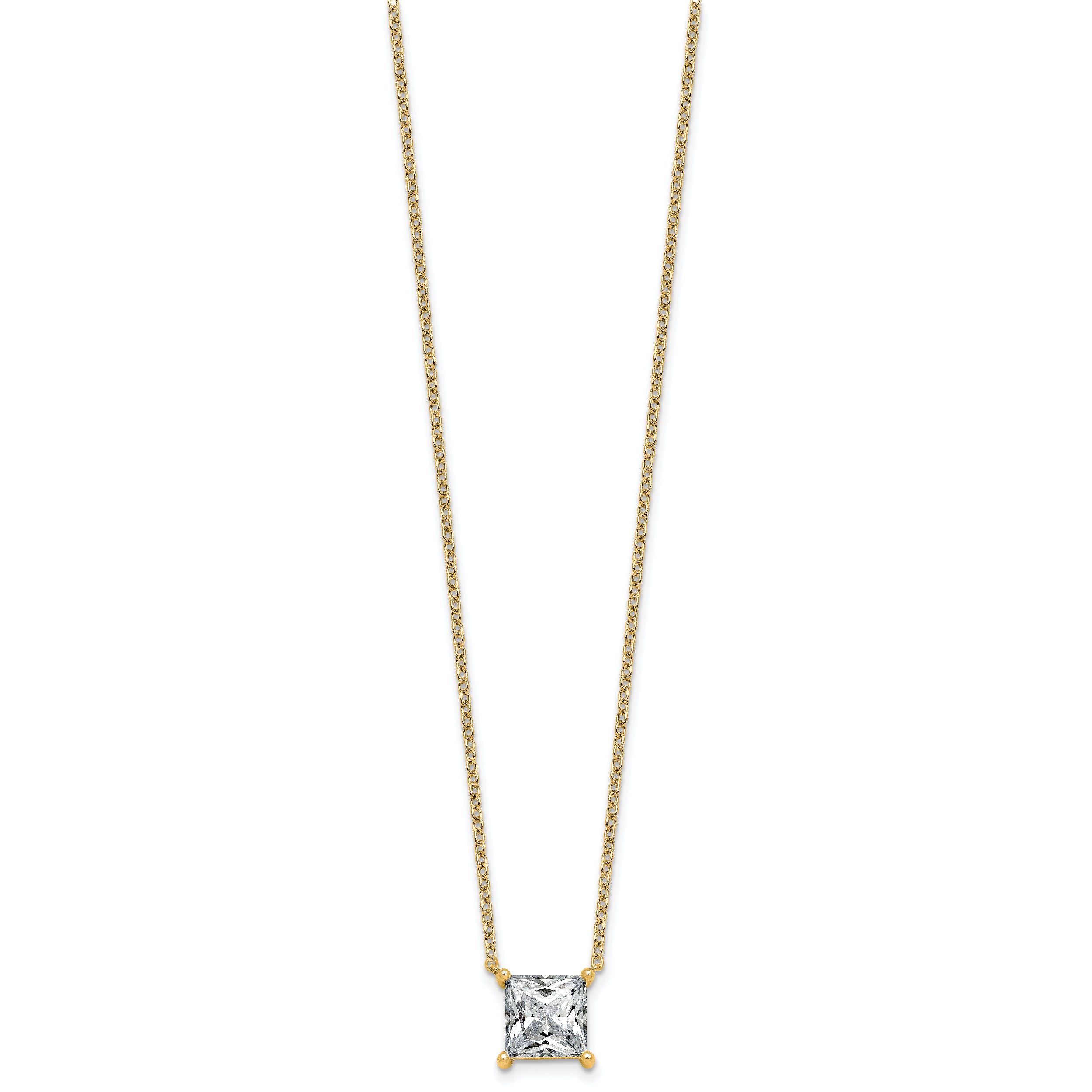 14k 4 carat Certified Lab Grown Diamond VS+ F+ Princess Complete Four Prong 18 inch Pendant Necklace