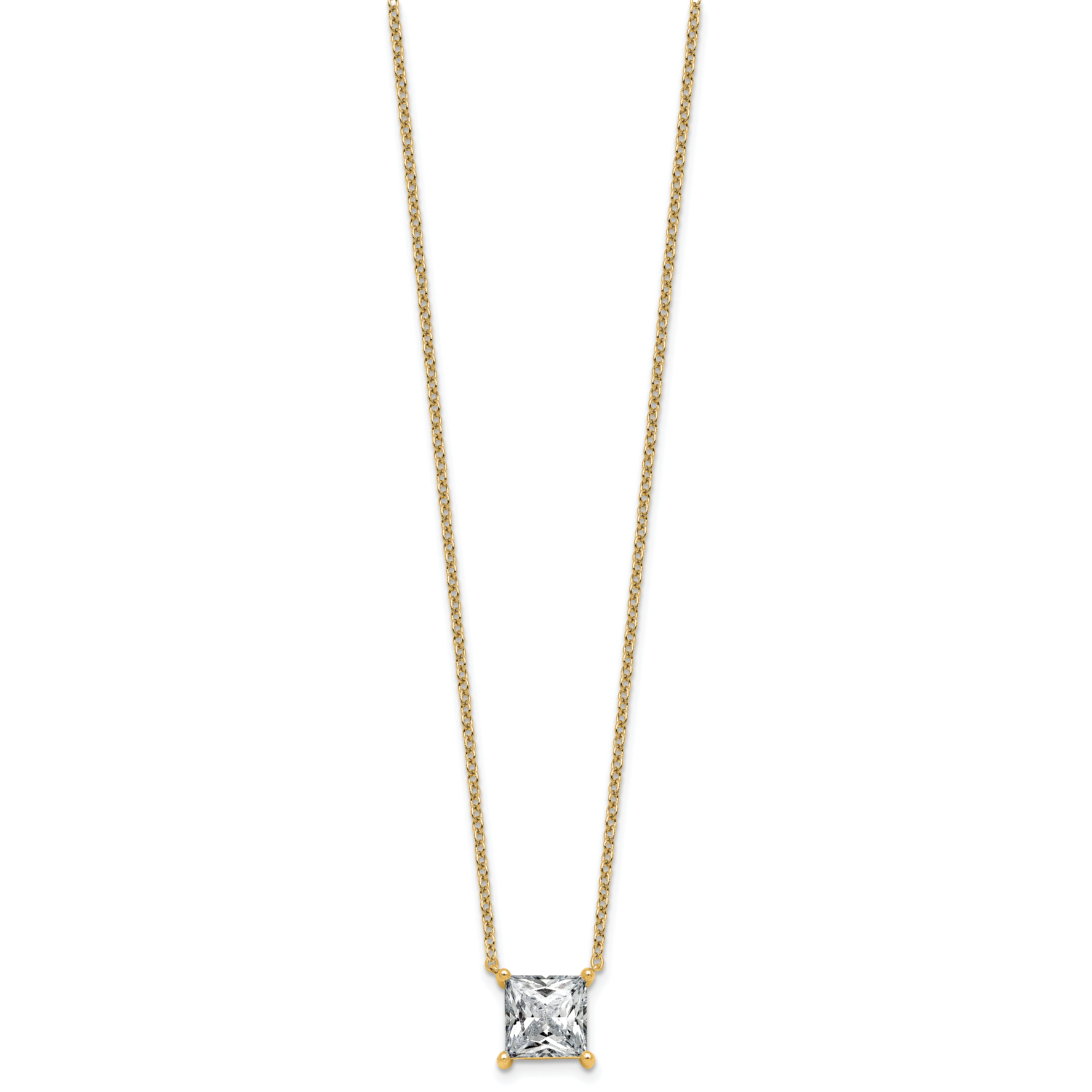14k 4 carat Certified Lab Grown Diamond VS+ F+ Princess Complete Four Prong 18 inch Pendant Necklace