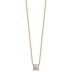 14k 4 carat Lab Grown Diamond VS+ F+ Princess Complete Four Prong 18 inch Pendant Necklace