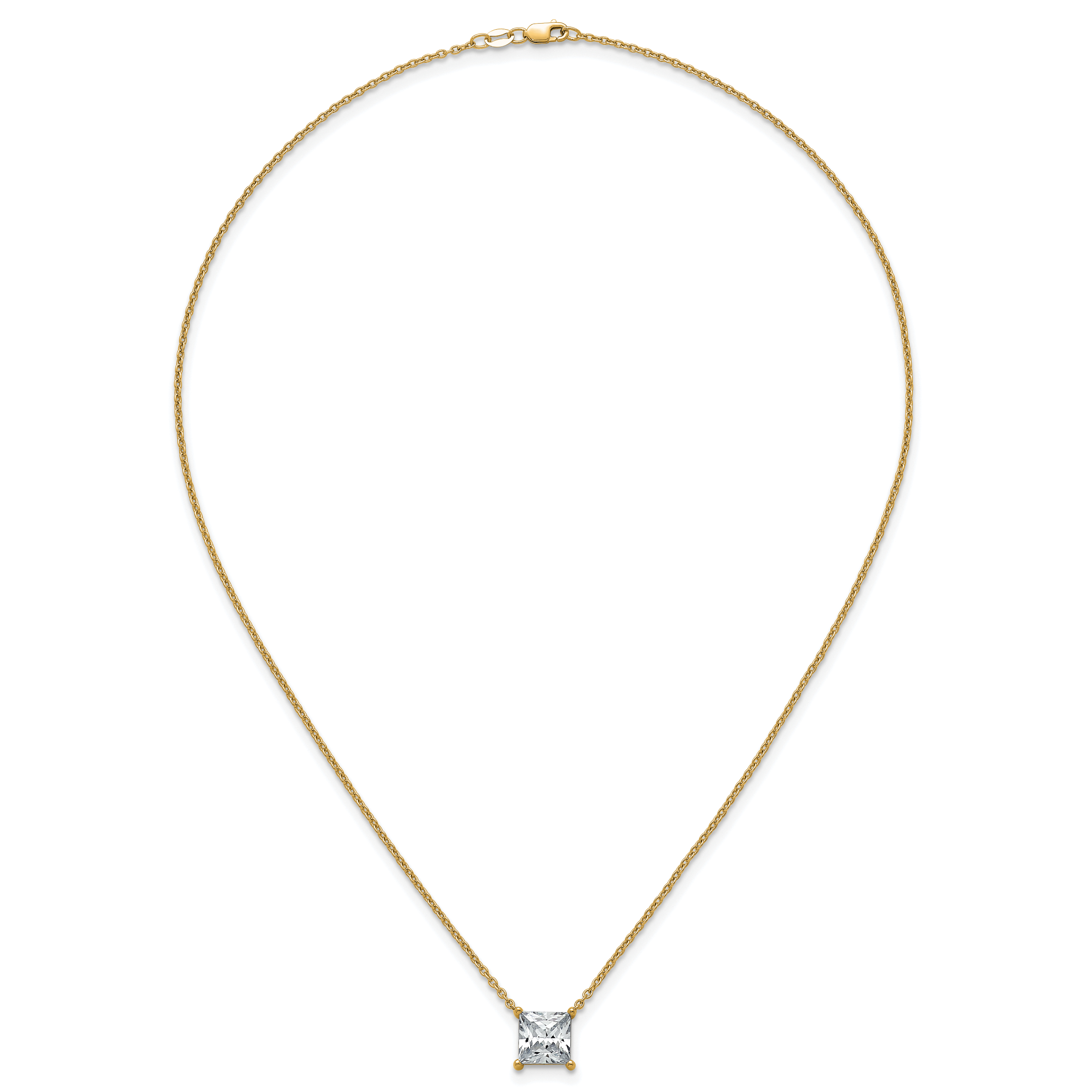 14k 4 carat Certified Lab Grown Diamond VS+ F+ Princess Complete Four Prong 18 inch Pendant Necklace