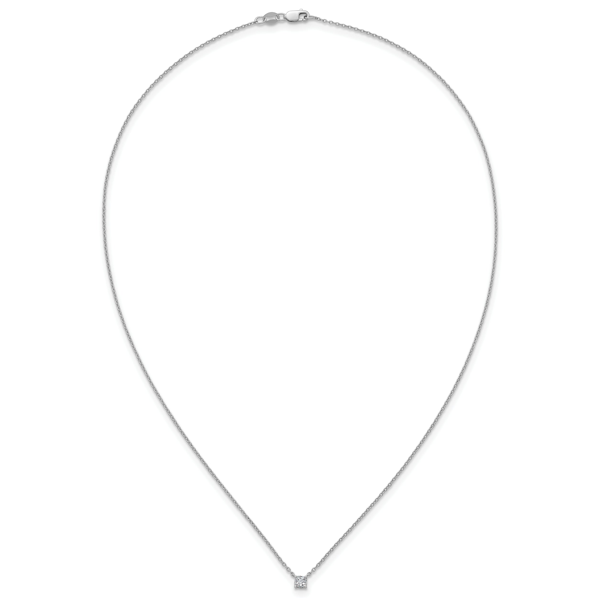 14k White Gold 1/4 carat Lab Grown Diamond VS+ F+ Cushion Complete 18 inch Four Prong Pendant Necklace