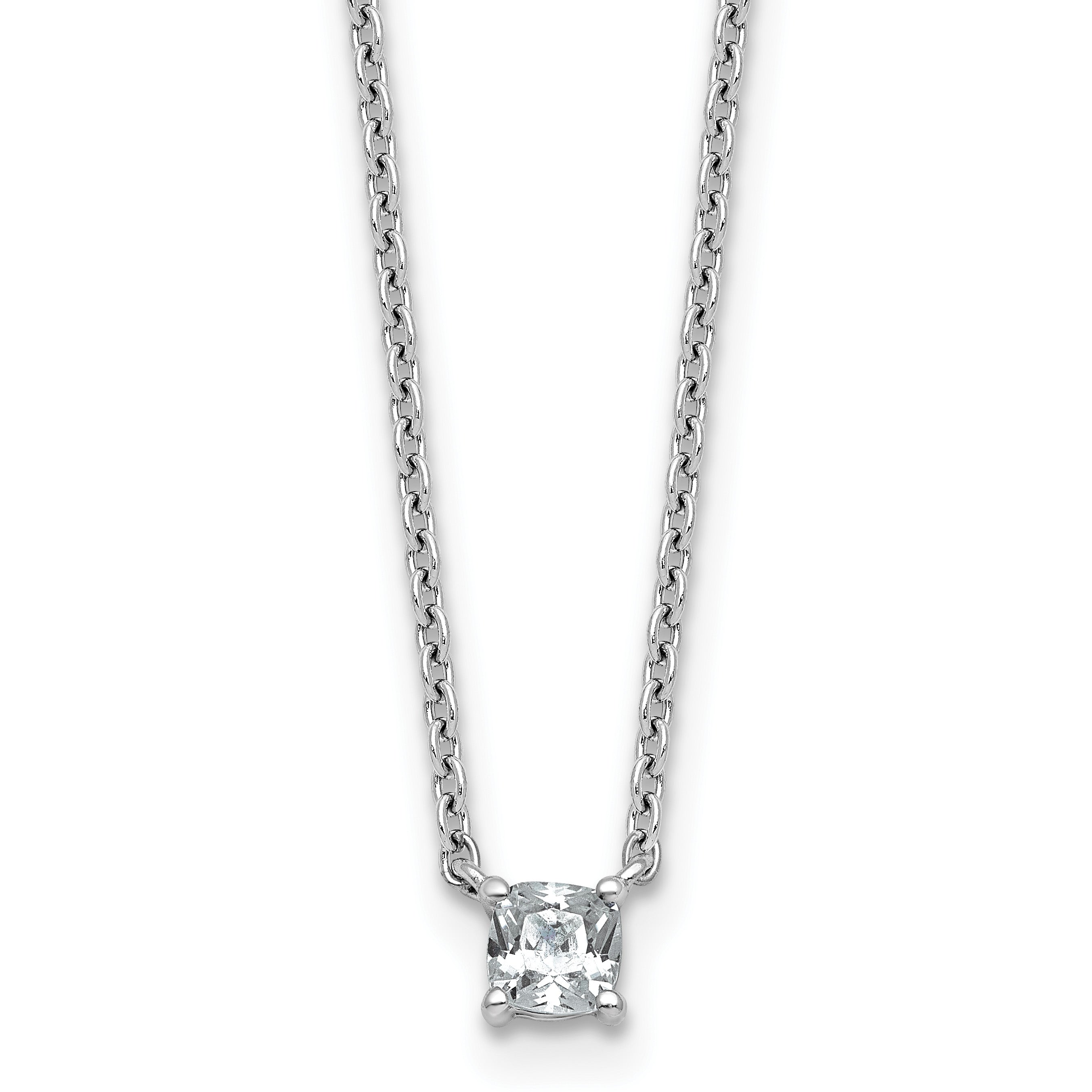 14k White Gold 1/4 carat Lab Grown Diamond VS+ F+ Cushion Complete 18 inch Four Prong Pendant Necklace Main image