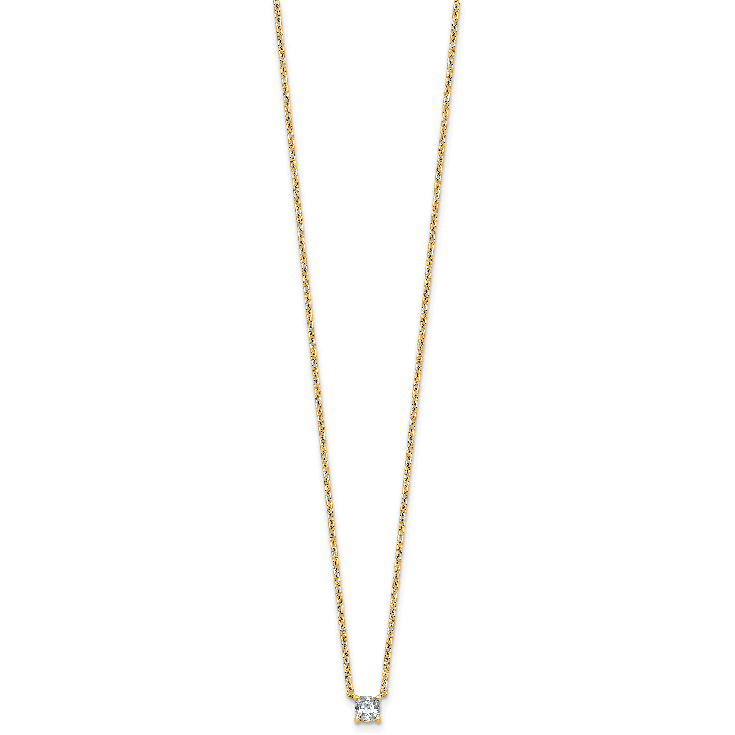 14k 1/4 carat Lab Grown Diamond VS+ F+ Cushion Complete 18 inch Four Prong Pendant Necklace Secondary image
