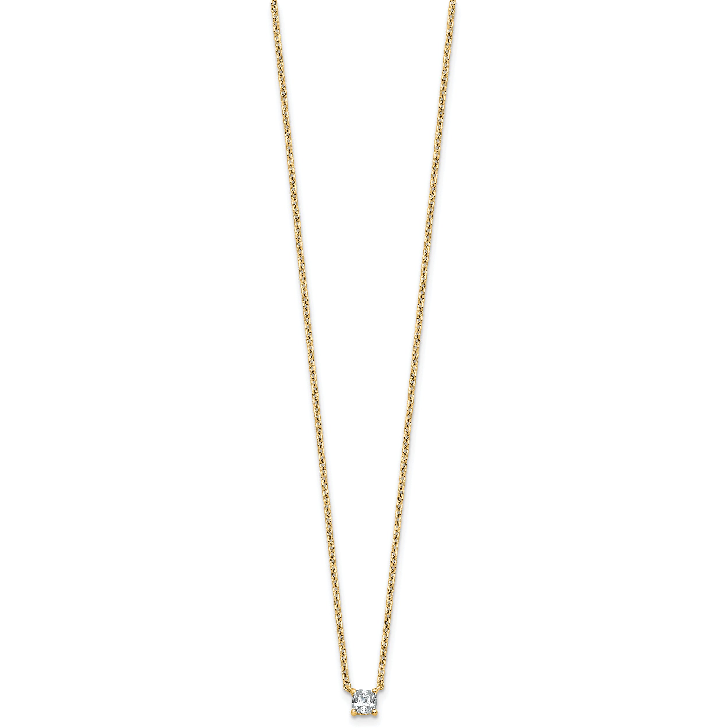 14k 1/4 carat Lab Grown Diamond VS+ F+ Cushion Complete 18 inch Four Prong Pendant Necklace