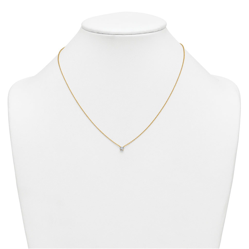 14k 1/4 carat Lab Grown Diamond VS+ F+ Cushion Complete 18 inch Four Prong Pendant Necklace