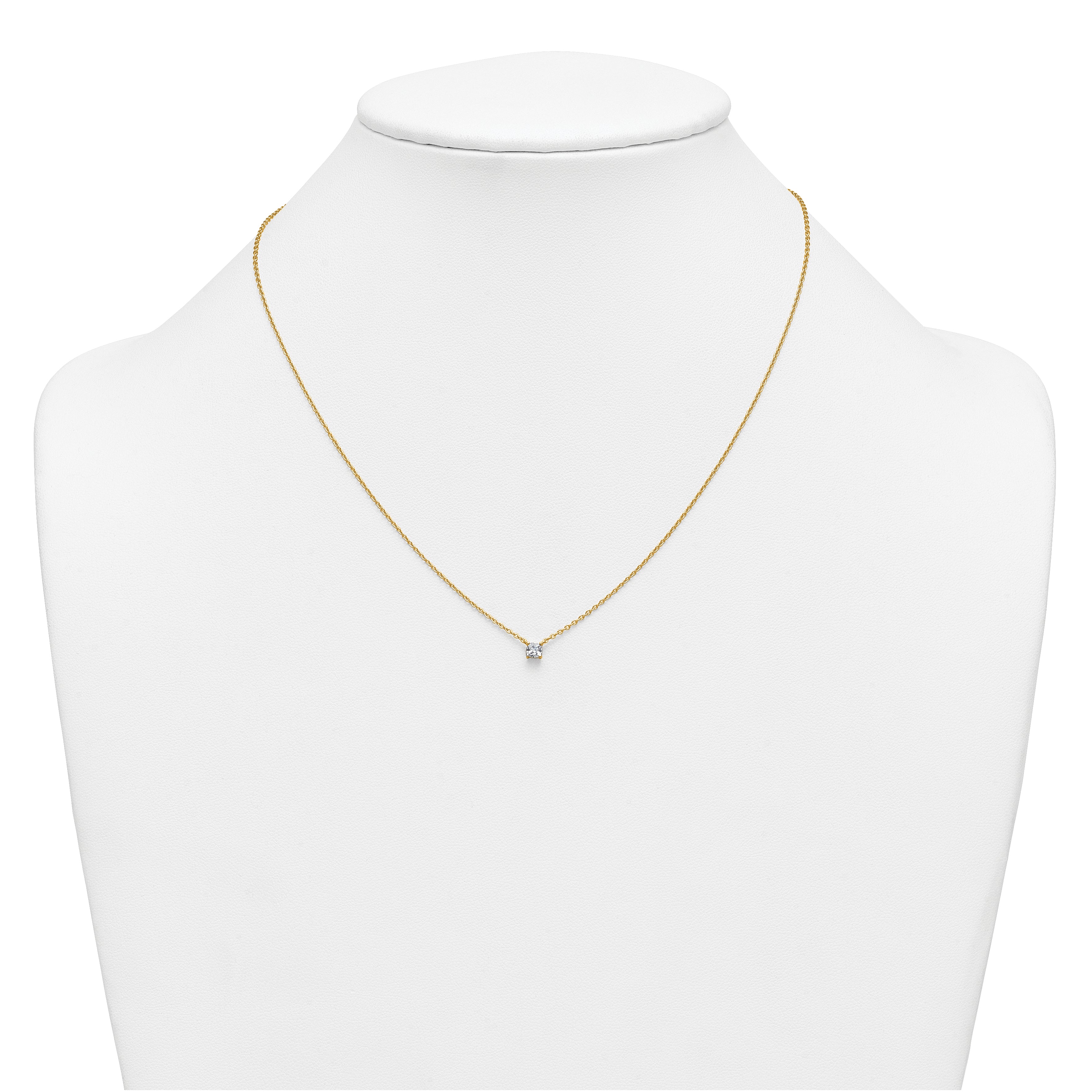 14k 1/4 carat Lab Grown Diamond VS+ F+ Cushion Complete 18 inch Four Prong Pendant Necklace