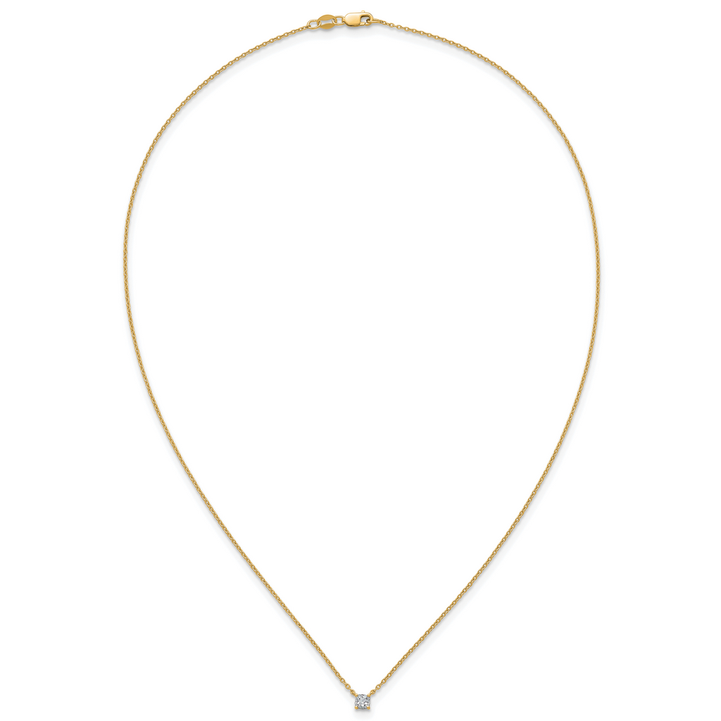 14k 1/4 carat Lab Grown Diamond VS+ F+ Cushion Complete 18 inch Four Prong Pendant Necklace