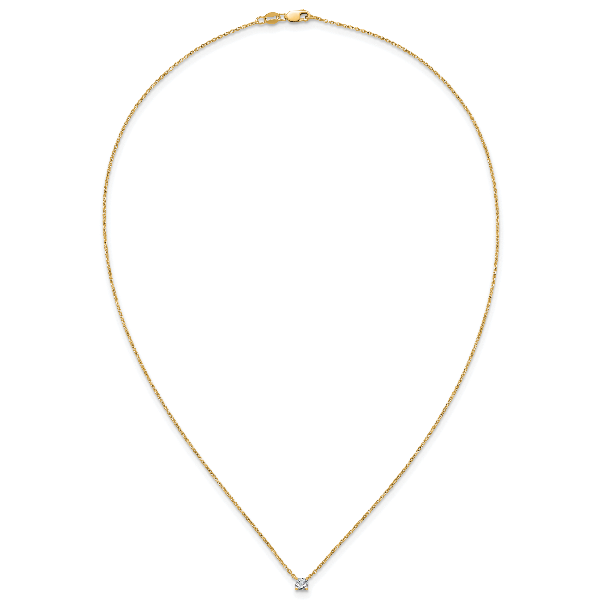 14k 1/4 carat Lab Grown Diamond VS+ F+ Cushion Complete 18 inch Four Prong Pendant Necklace