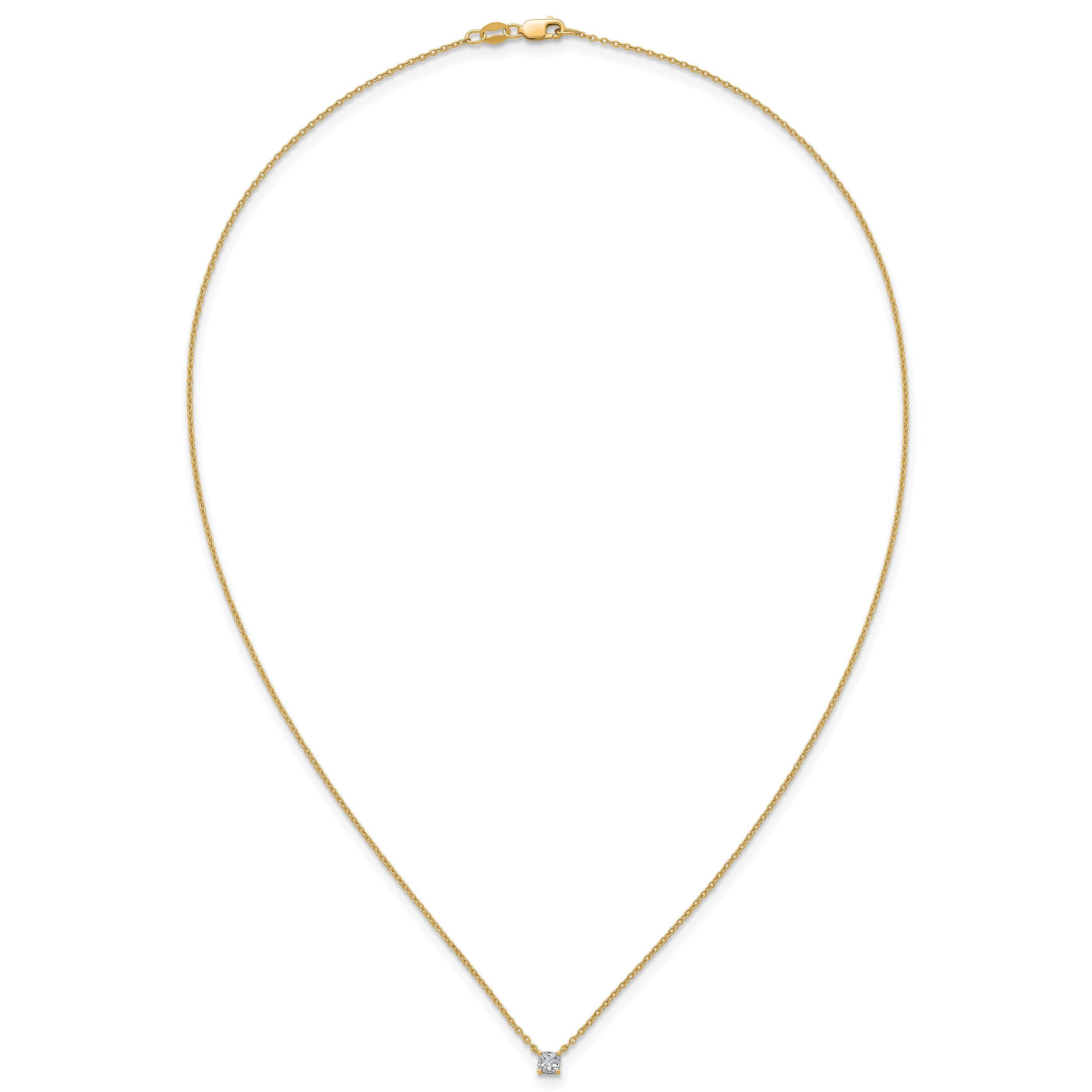 14k 1/4 carat Lab Grown Diamond VS+ F+ Cushion Complete 18 inch Four Prong Pendant Necklace