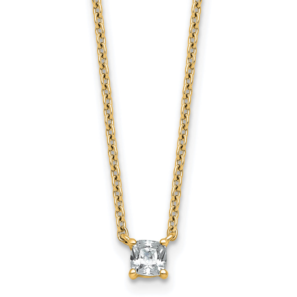 14k 1/4 carat Lab Grown Diamond VS+ F+ Cushion Complete 18 inch Four Prong Pendant Necklace