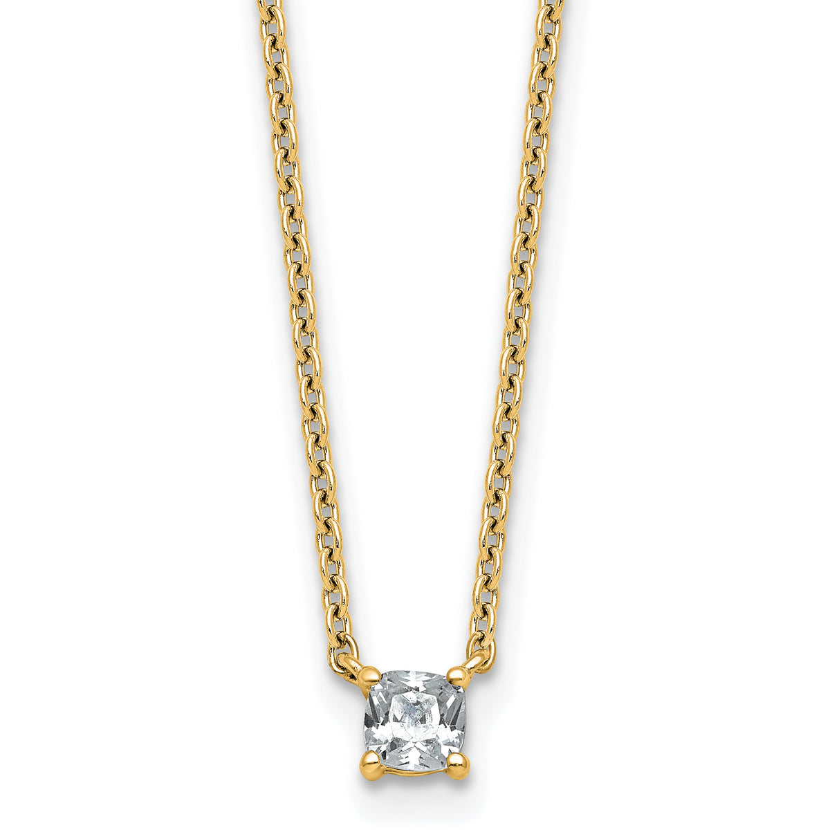14k 1/4 carat Lab Grown Diamond VS+ F+ Cushion Complete 18 inch Four Prong Pendant Necklace