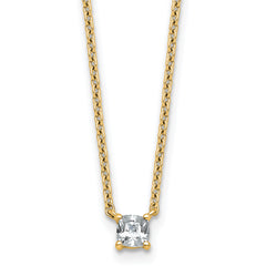 14k 1/4 carat Lab Grown Diamond VS+ F+ Cushion Complete 18 inch Four Prong Pendant Necklace
