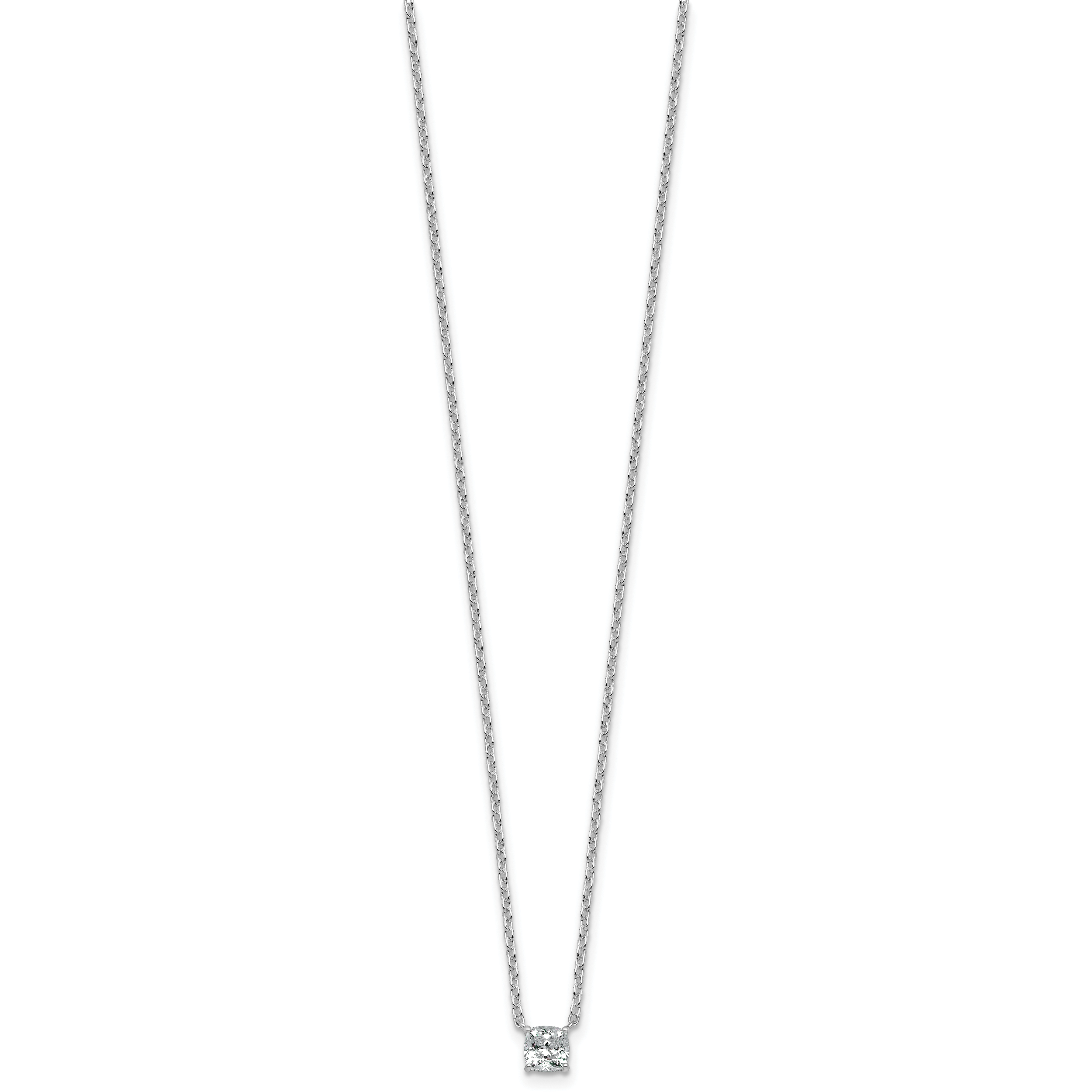 14k White Gold 1/2 carat Lab Grown Diamond VS+ F+ Cushion Complete 18 inch Four Prong Pendant Necklace Secondary image