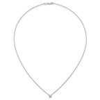 14k White Gold 1/2 carat Lab Grown Diamond VS+ F+ Cushion Complete 18 inch Four Prong Pendant Necklace