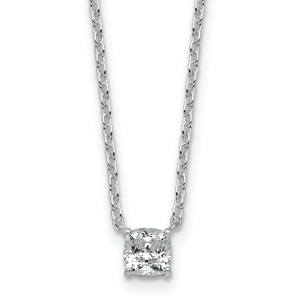 14k White Gold 1/2 carat Lab Grown Diamond VS+ F+ Cushion Complete 18 inch Four Prong Pendant Necklace