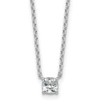 14k White Gold 1/2 carat Lab Grown Diamond VS+ F+ Cushion Complete 18 inch Four Prong Pendant Necklace