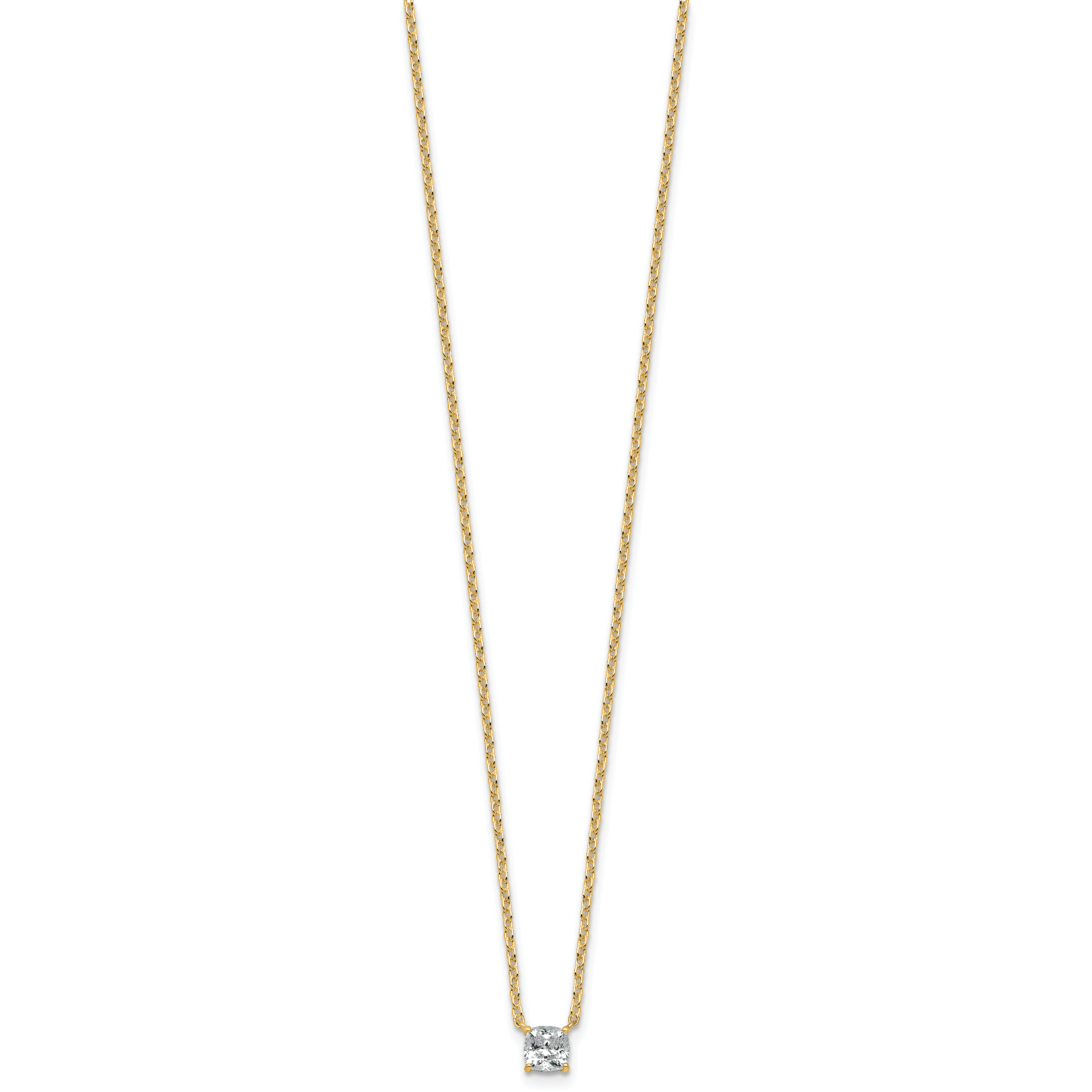 14k 1/2 carat Lab Grown Diamond VS/SI+ G+ Cushion Complete 18 inch Four Prong Pendant Necklace Secondary image