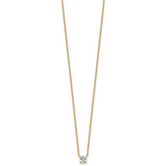14k 1/2 carat Lab Grown Diamond VS/SI+ G+ Cushion Complete 18 inch Four Prong Pendant Necklace