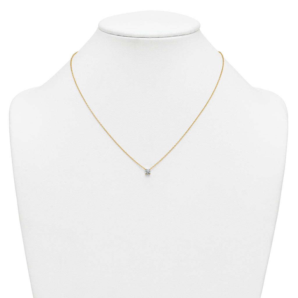 14k 1/2 carat Lab Grown Diamond VS/SI+ G+ Cushion Complete 18 inch Four Prong Pendant Necklace