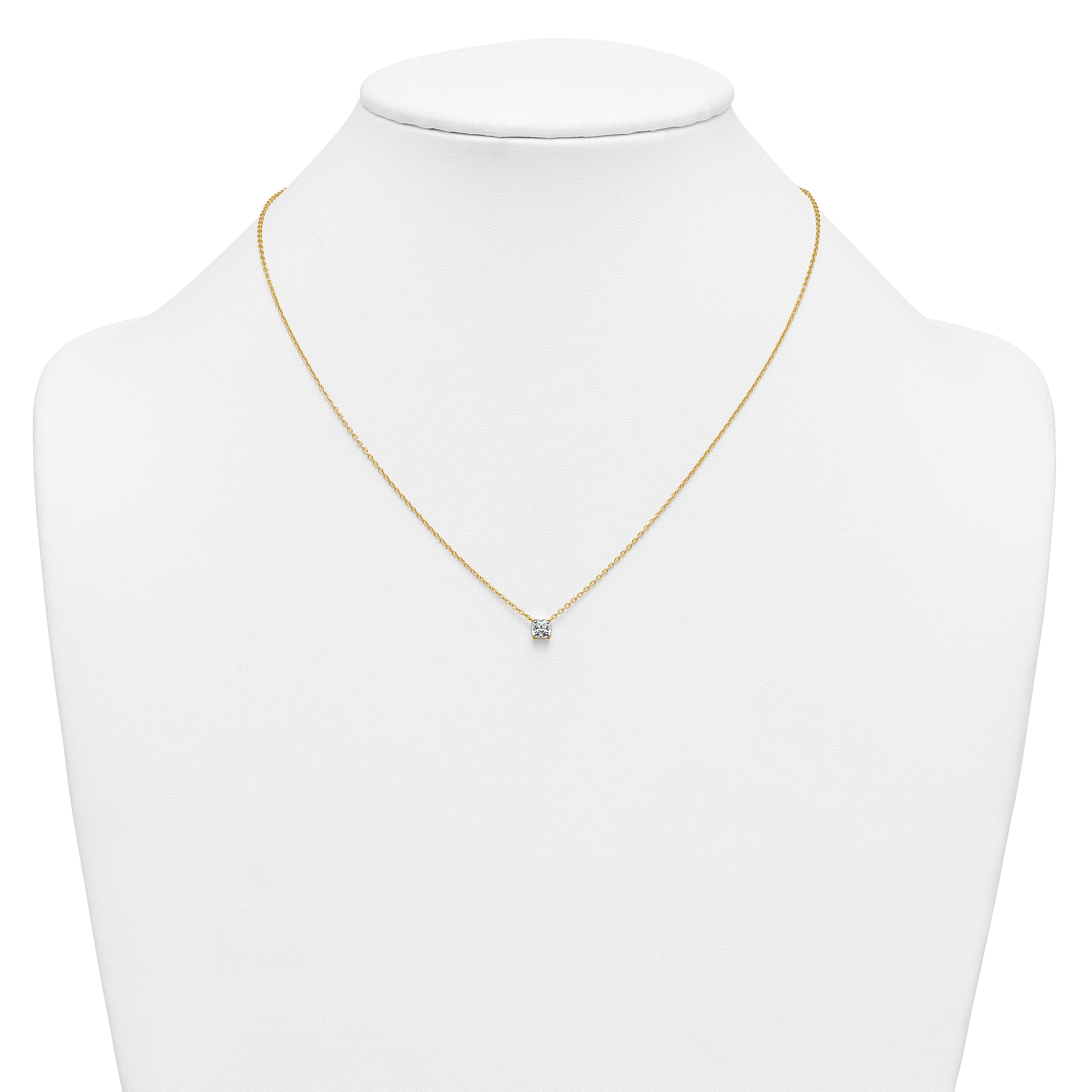 14k 1/2 carat Lab Grown Diamond VS/SI+ G+ Cushion Complete 18 inch Four Prong Pendant Necklace
