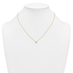 14k 1/2 carat Lab Grown Diamond VS/SI+ G+ Cushion Complete 18 inch Four Prong Pendant Necklace